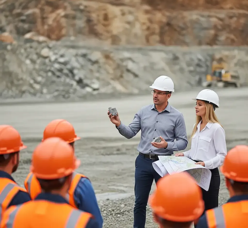 Profesionales de geología en un curso de capacitación minera